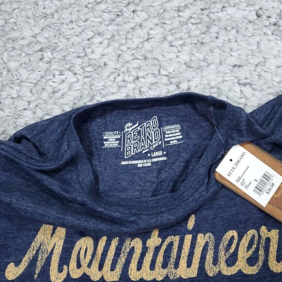 WVU Mountaineers Basketball Retro Brand College Long Sleeve Shirt Navy Large - Picture 5 of 9